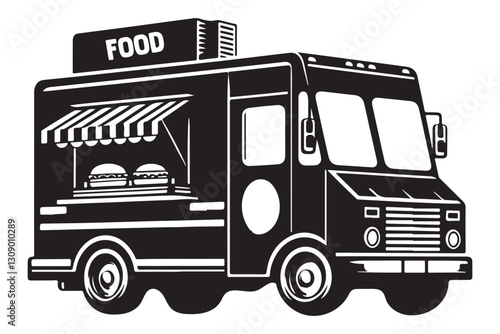 Food Truck Silhouette Vector Art for Restaurant Branding Designs