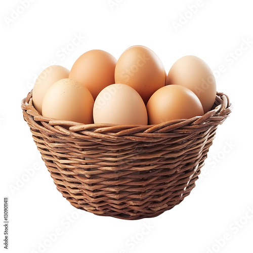 Wallpaper Mural Fresh organic eggs in a brown wicker basket, isolated on a transparent background Torontodigital.ca
