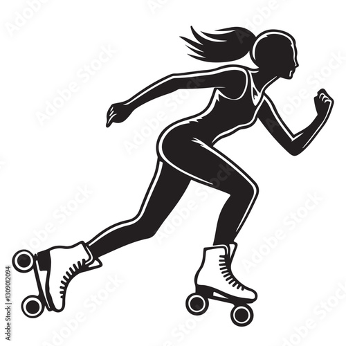 Roller Skater Silhouette Graphic Woman Skating Vector Illustration