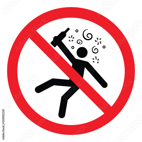 Prohibition warning sign- Not for people in the state of intoxication. Vector icon, label, sticker