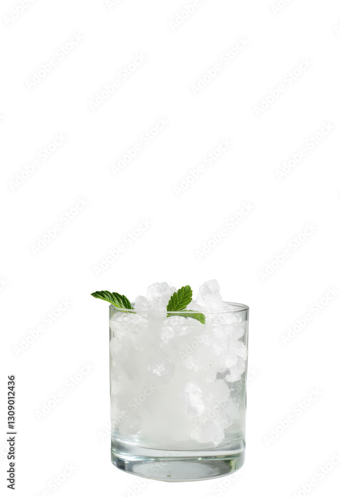 Glass of Ice with Mint and Lilacs with Transparent Background Glass of Ice with Mint and Lilacs with Transparent Background