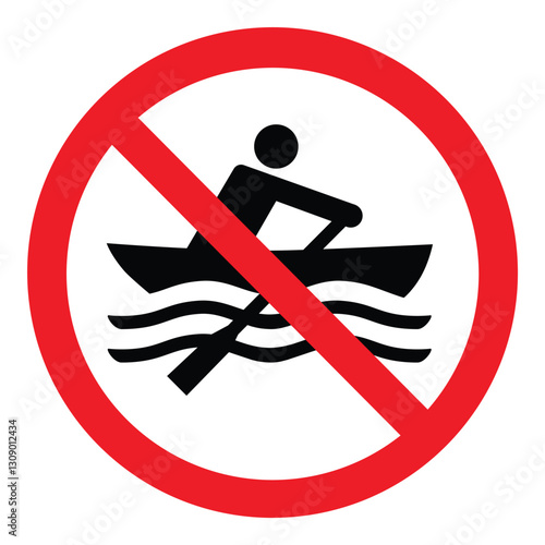 Prohibition warning sign - No manually powered craft. Vector icon, label, sticker