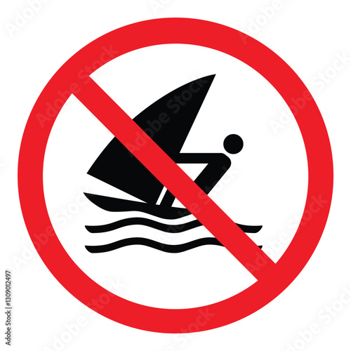 Prohibition warning sign- No windsurfing. Vector icon, label, sticker