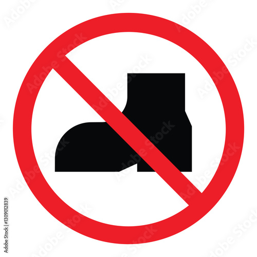 Prohibition warning sign - No outdoor footwear. Vector icon, label, sticker