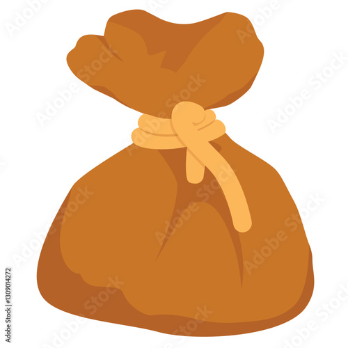 Burlap sack tied with rope