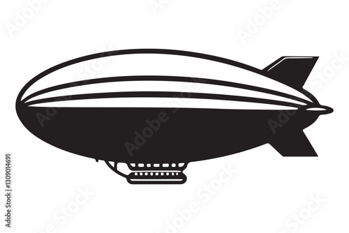 Vintage Blimp Airship Vector Silhouette Art Illustration Image