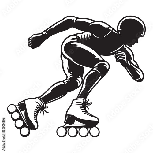 Aggressive Inline Skater Silhouette Vector Illustration for Sport Designs