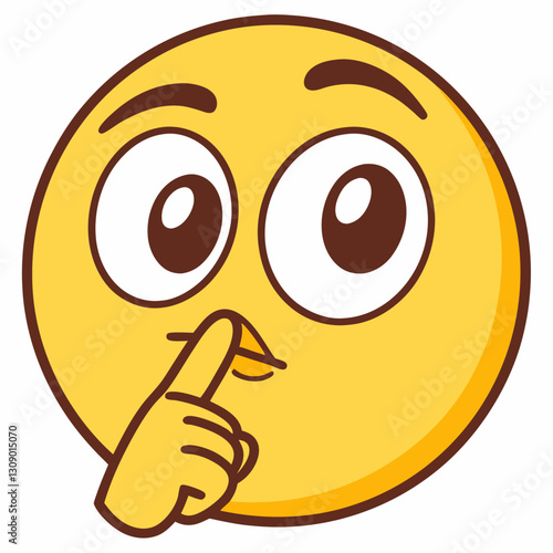 Hush emoticon making a silence gesture, perfect for expressing quiet moments