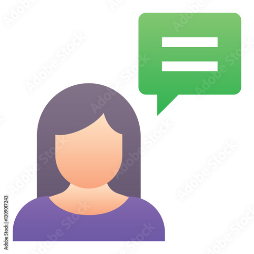 Gradient color icon, illustration for Female, chat, dialogue.