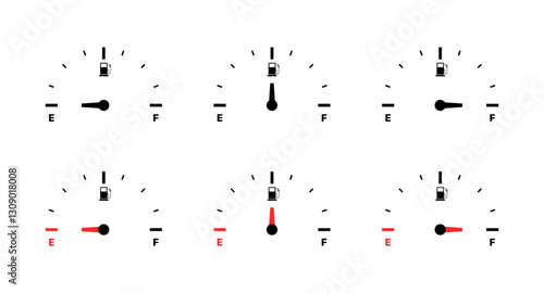 Fuel gauge icons set in flat linear style - vector.