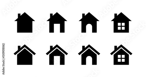Flat home icons set with linear style | vector illustration of house symbols.