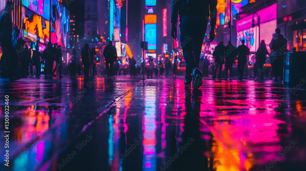 skyline at sunset with neon lights coming to life as night falls skyline at sunset with neon lights coming to life as night falls
