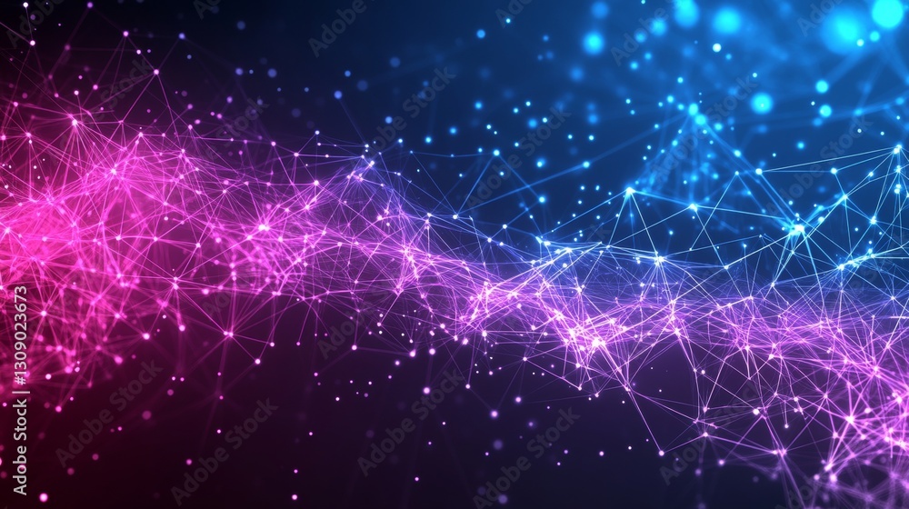 Abstract Network of Interconnected Nodes, Glowing Lines, Digital Communication on Dark Background Abstract Network of Interconnected Nodes, Glowing Lines, Digital Communication on Dark Background