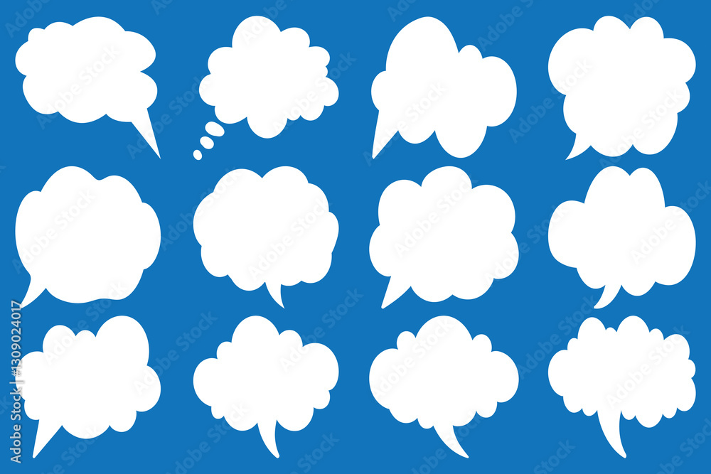Set of speech bubbles. Speak bubble text, cartoon chatting box, message box. Blank empty vector white speech bubbles. Cartoon balloon word design. Vector-eps 10 Set of speech bubbles. Speak bubble text, cartoon chatting box, message box. Blank empty vector white speech bubbles. Cartoon balloon word design. Vector-eps 10