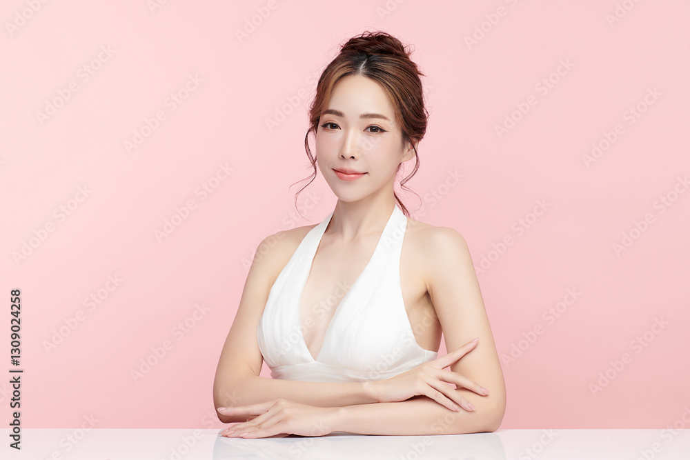 Beautiful young asian woman with clean fresh skin on pink background, Face care, Facial treatment, Cosmetology, beauty and spa, Asian women portrait. Beautiful young asian woman with clean fresh skin on pink background, Face care, Facial treatment, Cosmetology, beauty and spa, Asian women portrait.