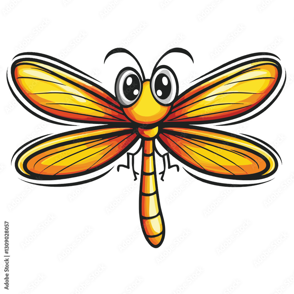 Vibrant Cartoon Dragonfly Vector Illustration Vibrant Cartoon Dragonfly Vector Illustration