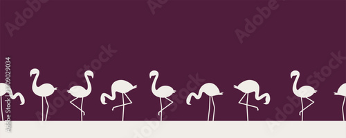 flamingo silhouettes border