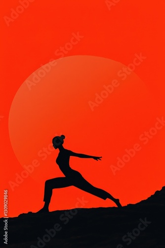 Wallpaper Mural A woman is doing yoga on a hillside Torontodigital.ca