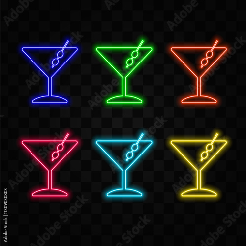 Neon Martini Cocktail. orange color.