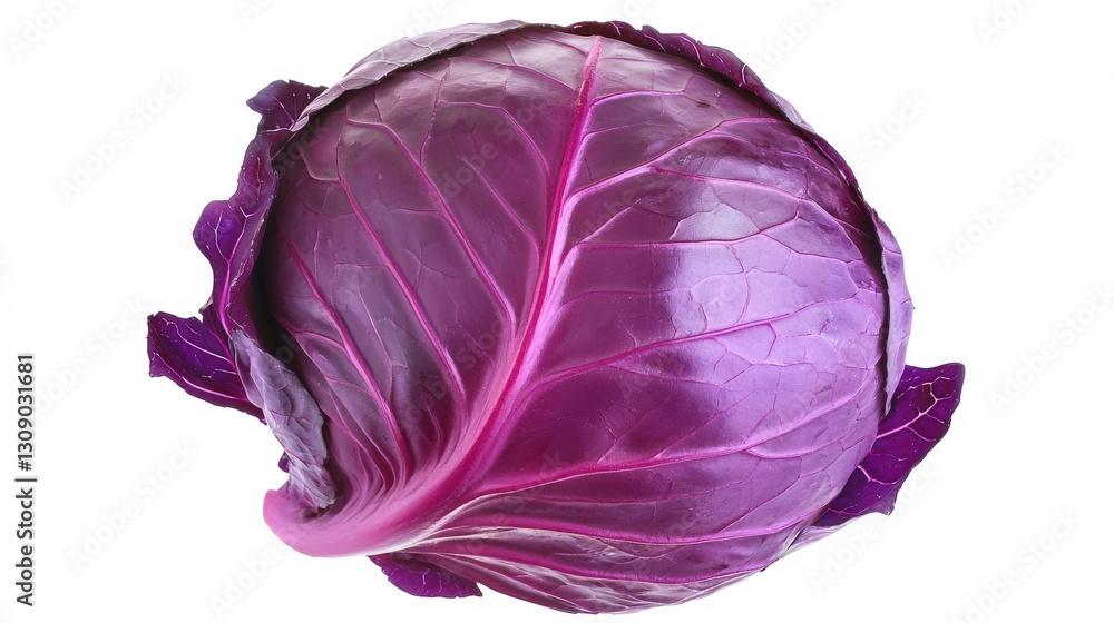 Obraz premium Fresh Red Cabbage Isolated with Bright and Even Lighting Detail