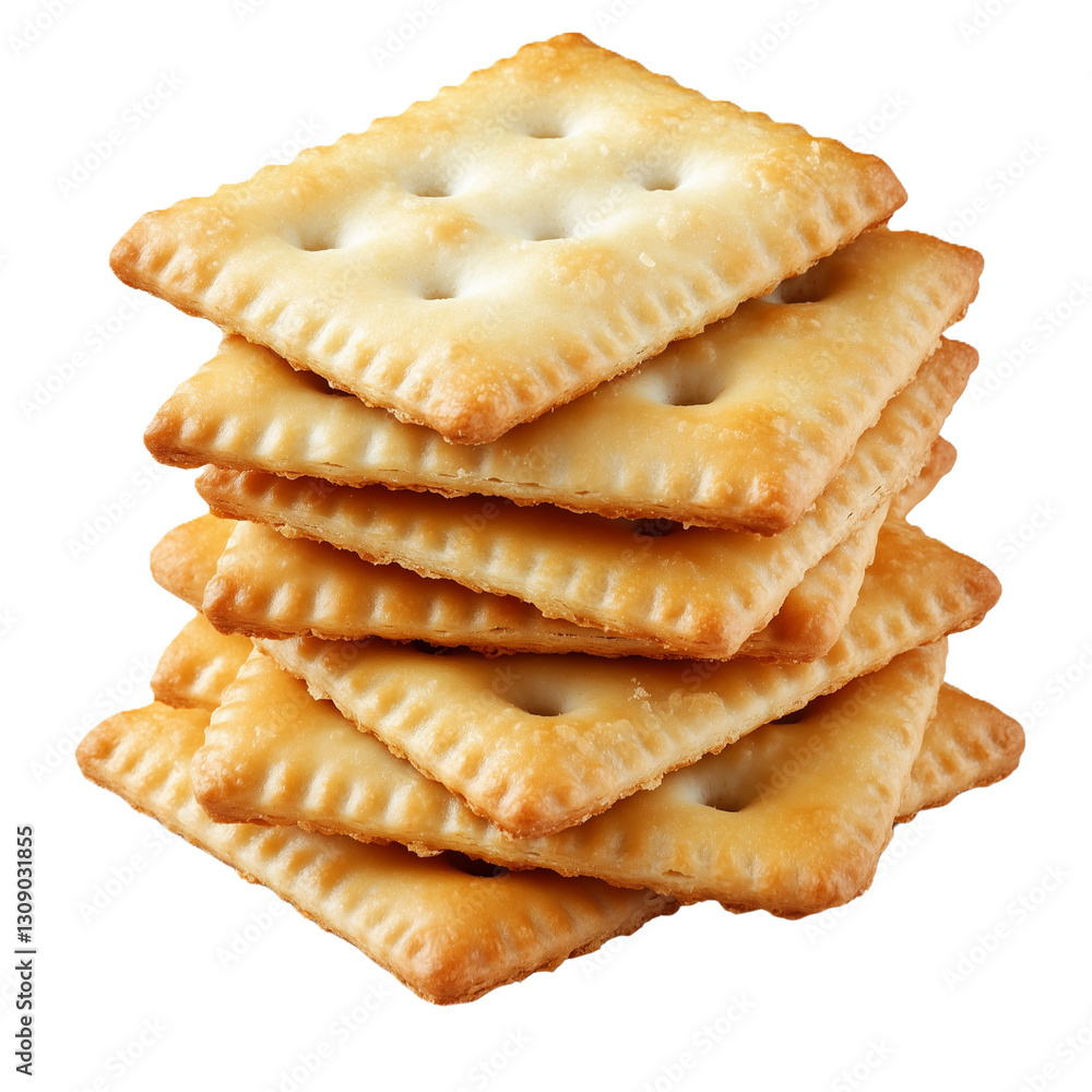 Stack of Crunchy Square Crackers on Transparent Background Stack of Crunchy Square Crackers on Transparent Background