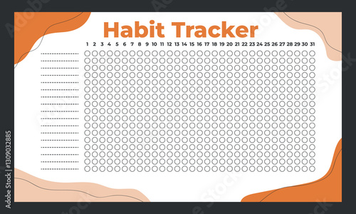 Habit Tracker. Blank monthly planner template for tracking habits. Monthly planner.