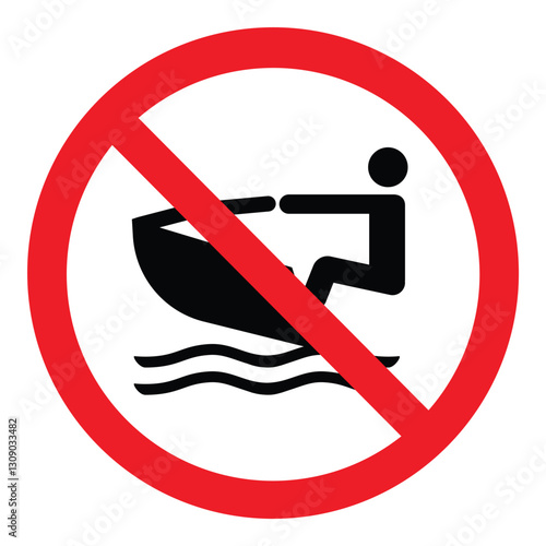 Prohibition warning sign- No personal water craft. Vector icon, label, sticker