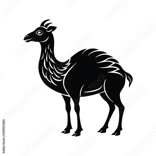 Stylized desert camel silhouette isolated on white background