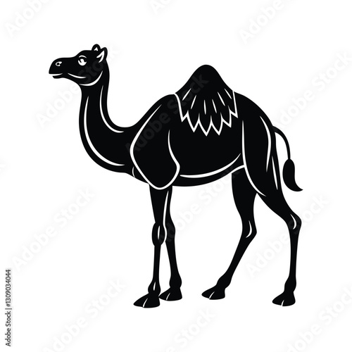 Traditional Arabian camel with ornament design silhouette isolated on white background