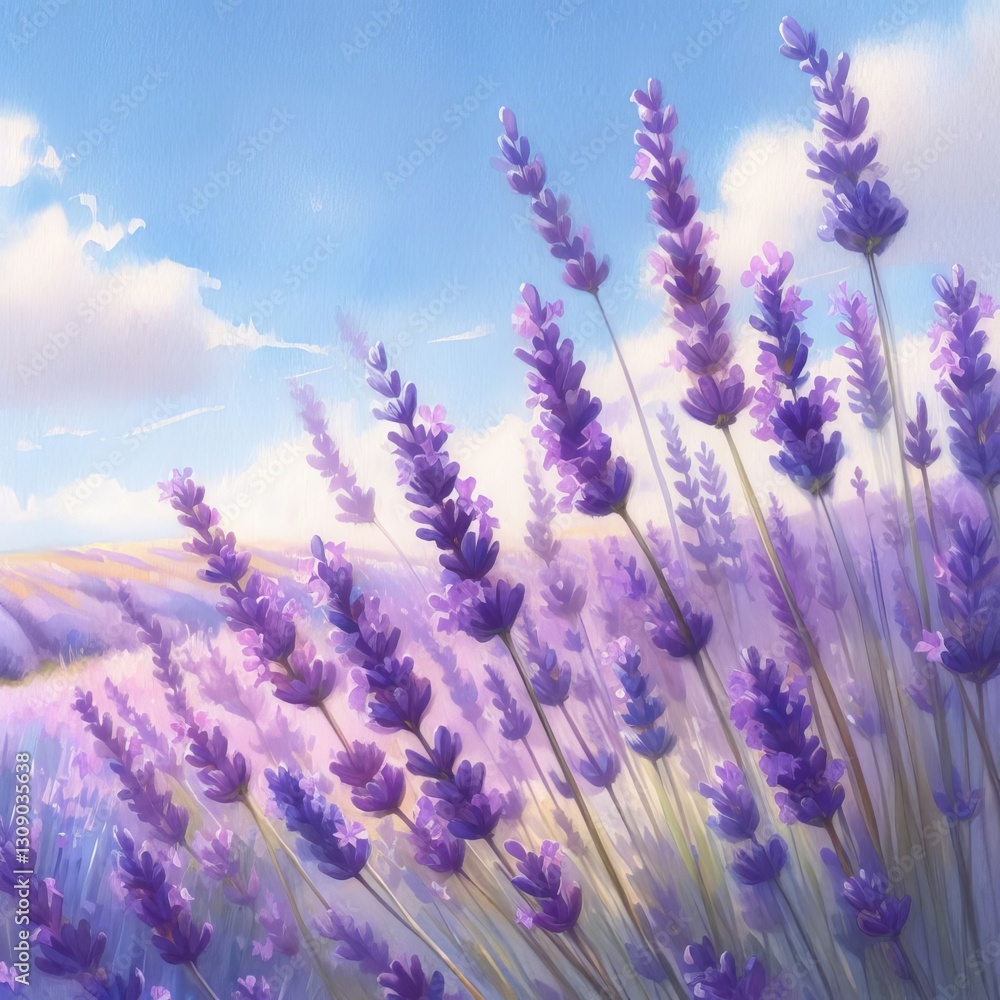 Fototapeta premium Lavender Gouache Painting