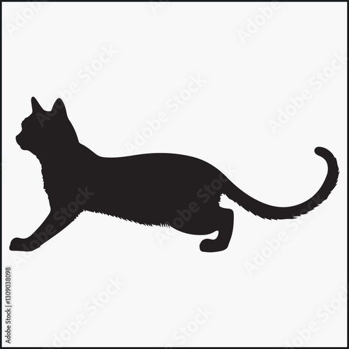 Cat Stretching, warm up silhouette