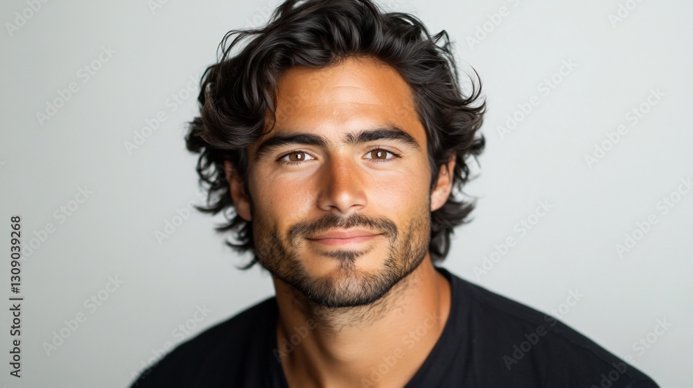 Studio Portrait of a Man with Wavy Hair Studio Portrait of a Man with Wavy Hair