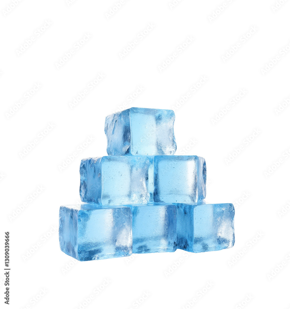 Stack of Six Blue Ice Cubes with Transparent Background Stack of Six Blue Ice Cubes with Transparent Background
