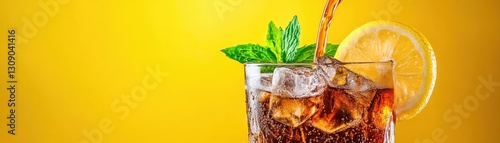 Pouring cola drink drinks lemonade softdrinks in a glass