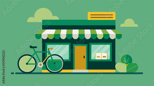 A lifesaving bike shop with a mission to reduce waste and build a greener future offering affordable upcycled bicycles while also donating a portion. Vector illustration