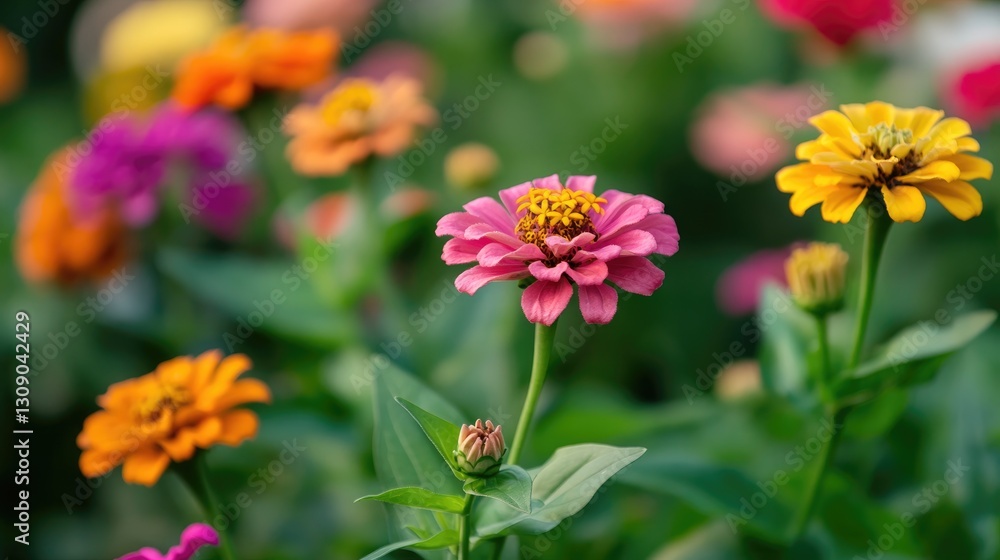 Vibrant Zinnia Garden, A Burst of Summer Colors Vibrant Zinnia Garden, A Burst of Summer Colors