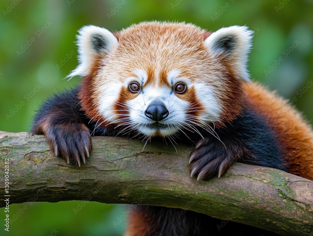 Red Panda sitting on a tree branch Red Panda sitting on a tree branch