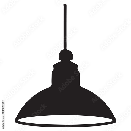 Silhouette of Industrial Pendant Light Fixture for Interior Design Visuals