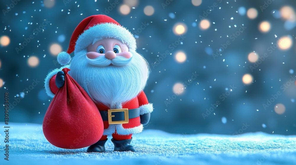 Cheerful Santa Claus in a Winter Wonderland Scene Cheerful Santa Claus in a Winter Wonderland Scene