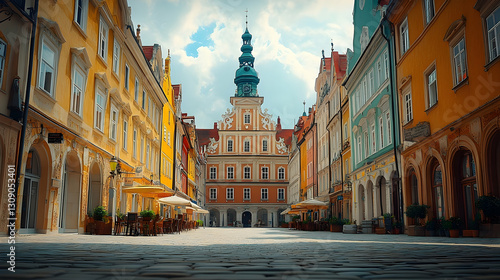 Architectural grandeur: a captivating urban landscape, historic town square
