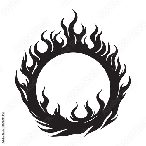 Ring of Fire Illustration Silhouette Symbolizing Power and Intensity