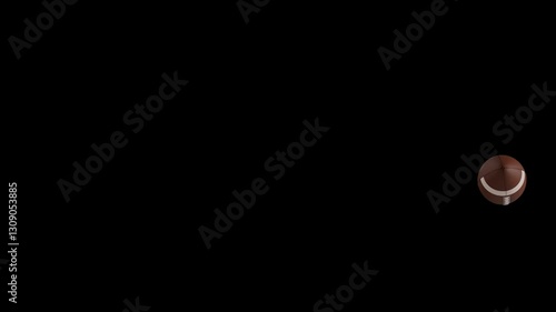 American Football Rugby Ball Transition Animation throw through air - Sport 3D - Isolated Black Screen Animation Concept Background