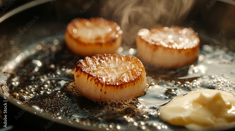 Delicious Pan Seared Scallops Gourmet Food Photography Golden Brown Butter Closeup Restaurant Menu Image High Resolution Food Image Appetizing Seafood Delicious Pan Seared Scallops Gourmet Food Photography Golden Brown Butter Closeup Restaurant Menu Image High Resolution Food Image Appetizing Seafood