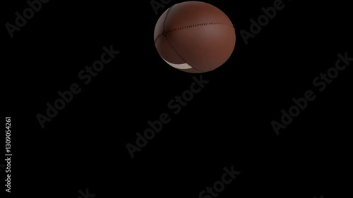 American Football Rugby Ball Transition Animation throw through air Combination - Sport 3D - Isolated Black Screen Animation Concept Background
