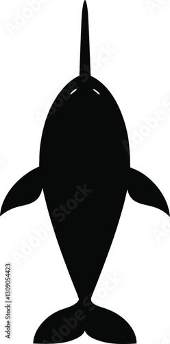 Striking Narwhal Silhouette with Tusk from Above