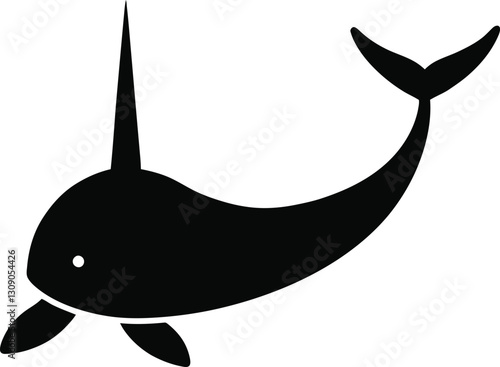 Majestic Narwhal Silhouette Swimming in Ocean