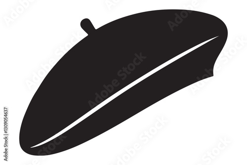Black beret hat silhouette vector illustration icon design template