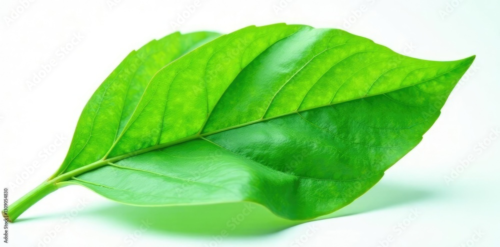 Obraz premium Large isolated plant on white background with intricate details and veins, closeup, greenery