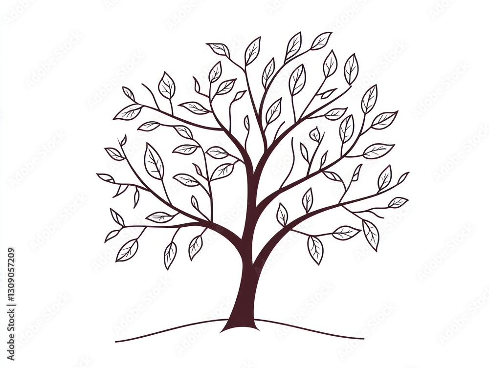 Obraz premium Simple Tree Drawing on White (2)