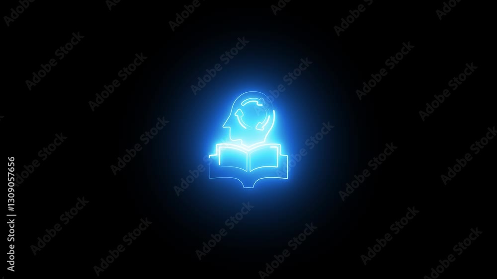 Abstract neon glowing new user icon,contract icon animation on background. Abstract neon glowing new user icon,contract icon animation on background.